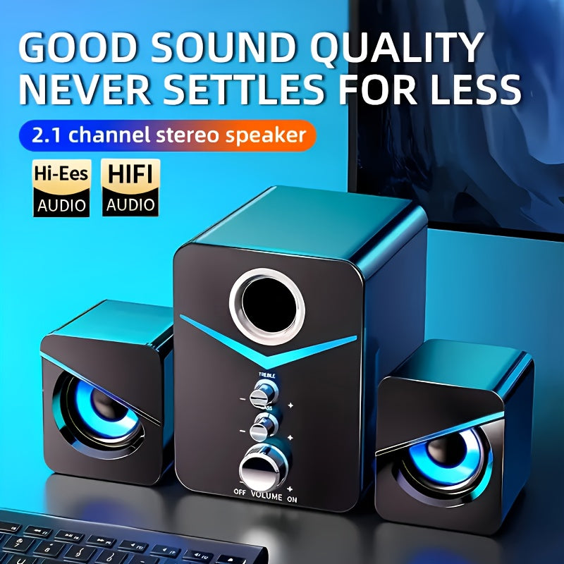 9D Surround Sound 2.1 Channel USB Speakers