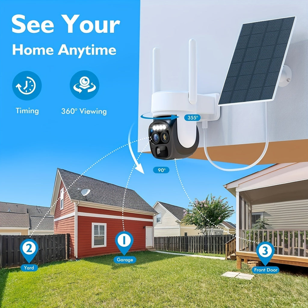Solar Wireless Security Camera Outdoor 360° HD Zoom