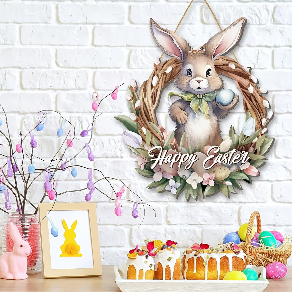 Easter Bunny Wreath Door Hanger For Holiday Decor