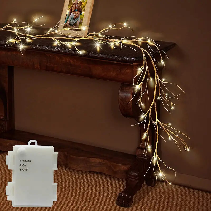 6ft Birch Wreath Garland with 48 LED Lights