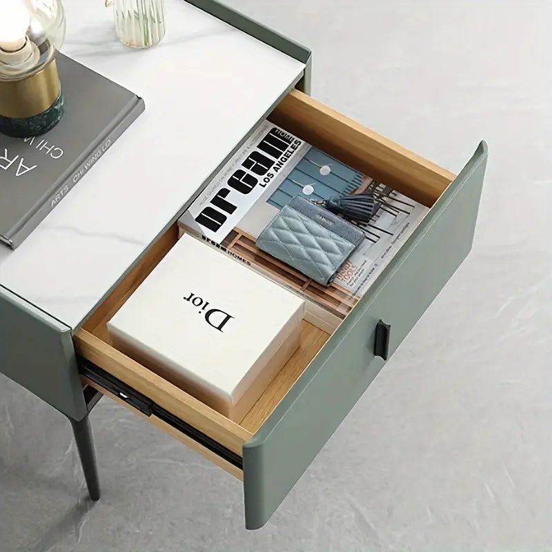 Black Metal Legs & Handles Bedside Table
