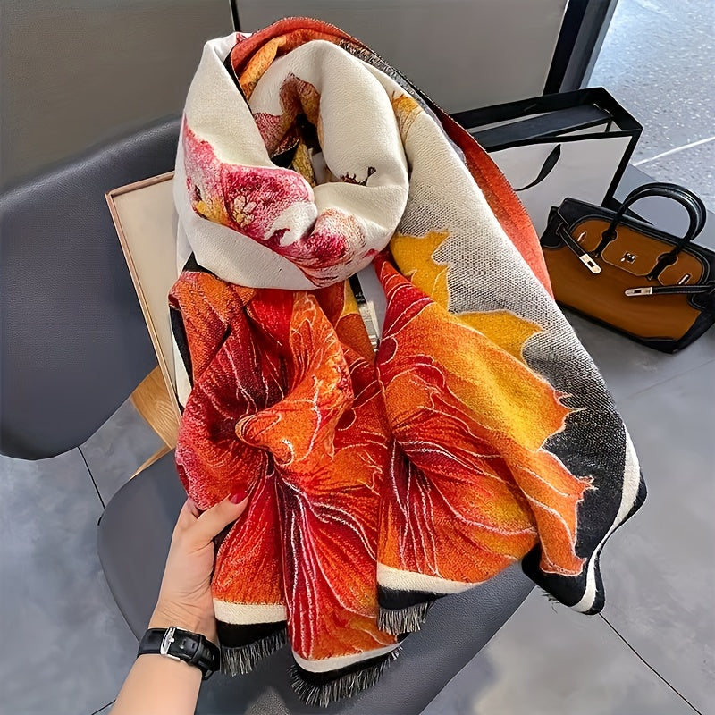 Women's Printed Warm Scarf Winter Shawl Wrap