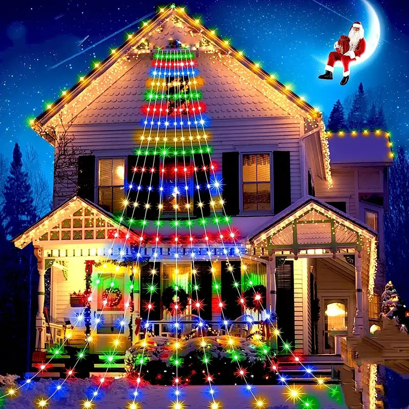 Enchanting Christmas Waterfall Tree Lights: 8 Magical Modes
