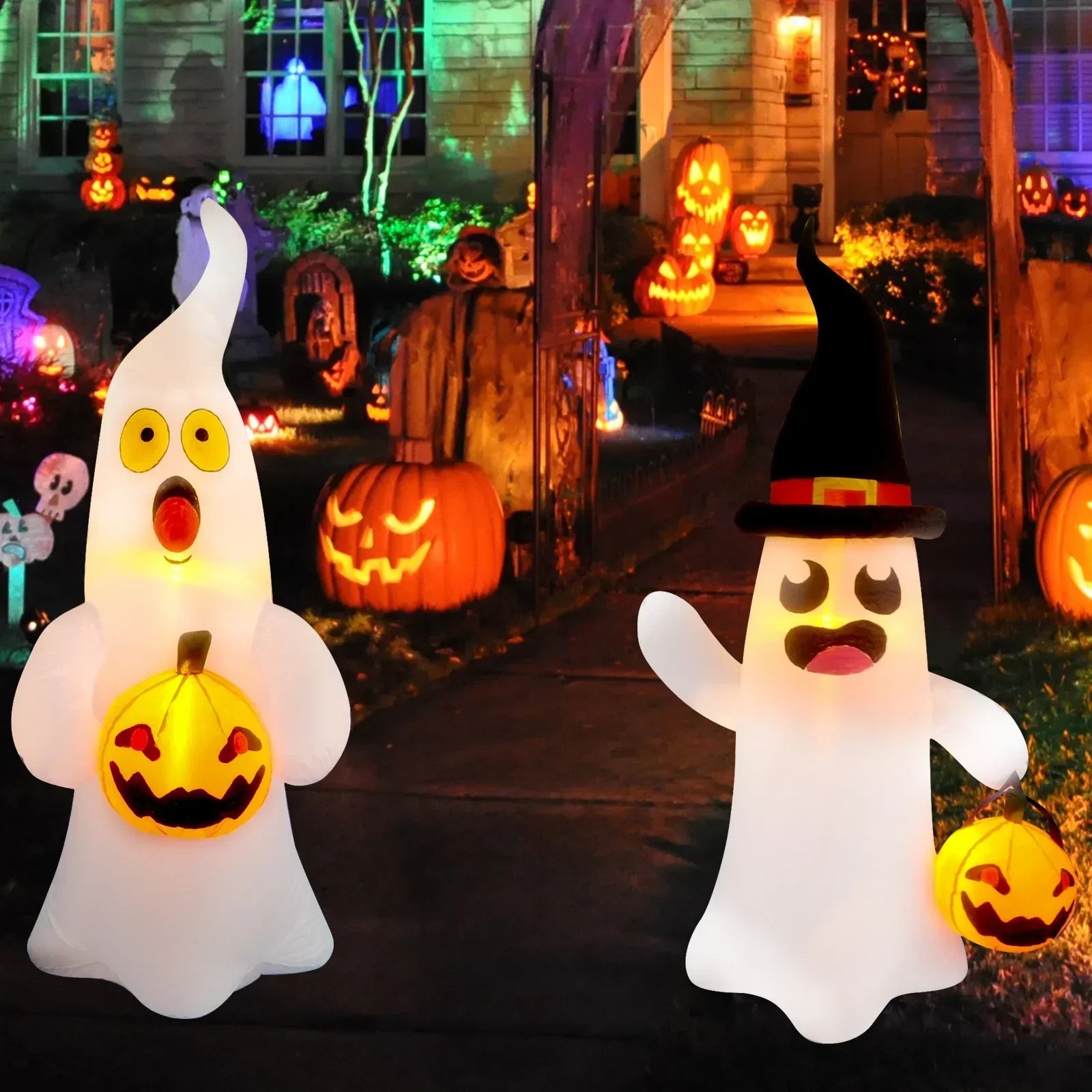 Giant Inflatable Ghost Halloween Yard Decoration (4 Ft)