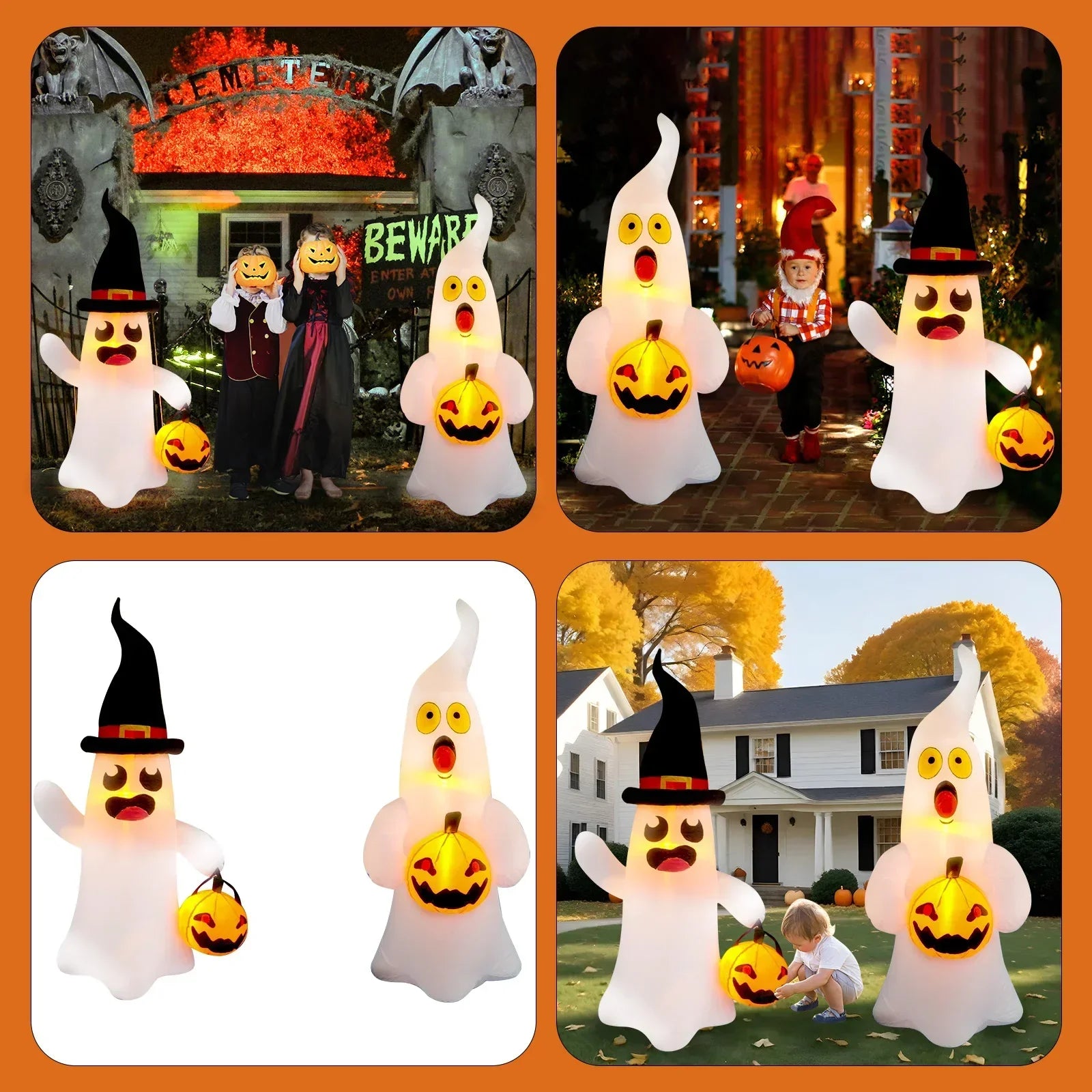 Giant Inflatable Ghost Halloween Yard Decoration (4 Ft)