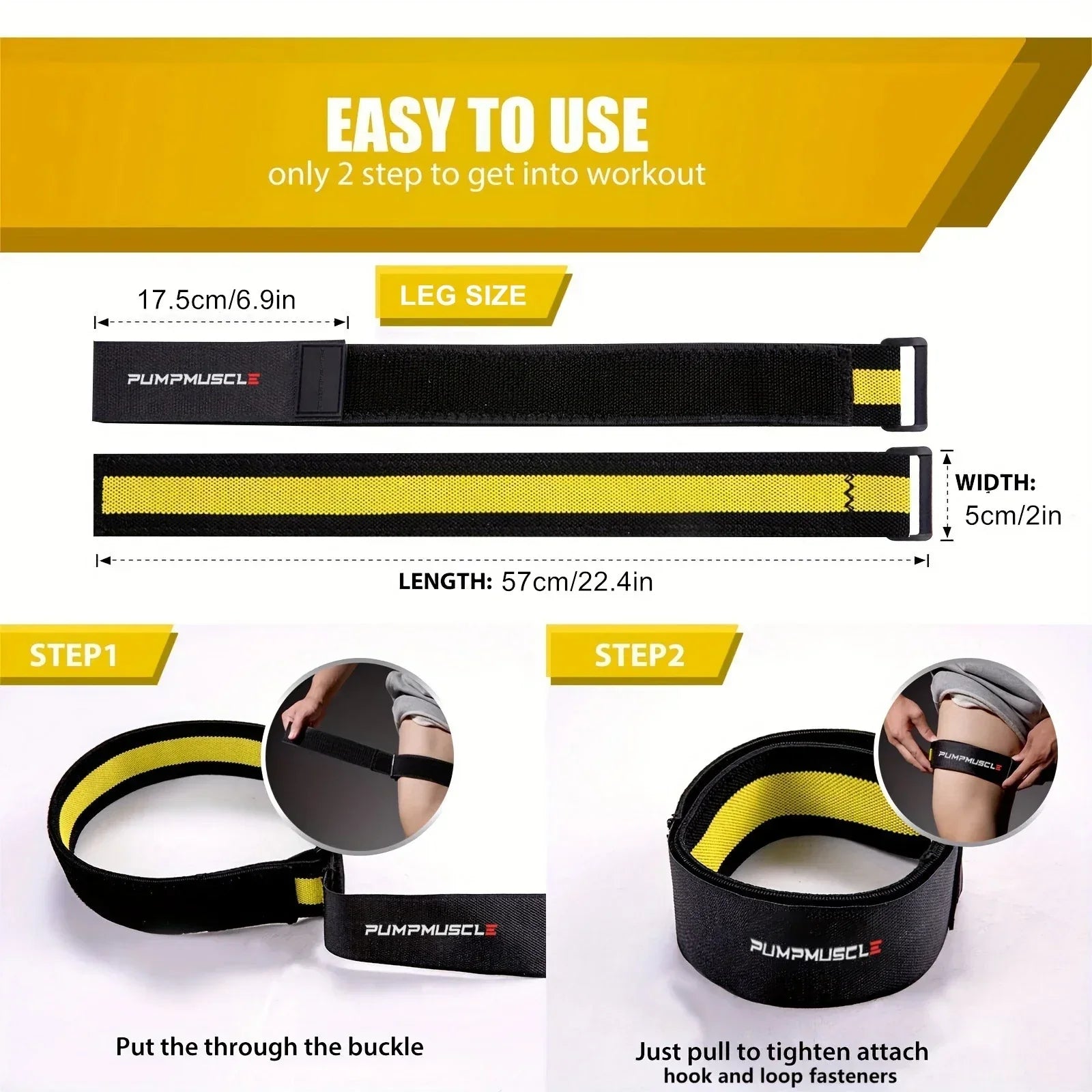 2Pcs Adjustable Blood Flow Restriction Bands Yellow