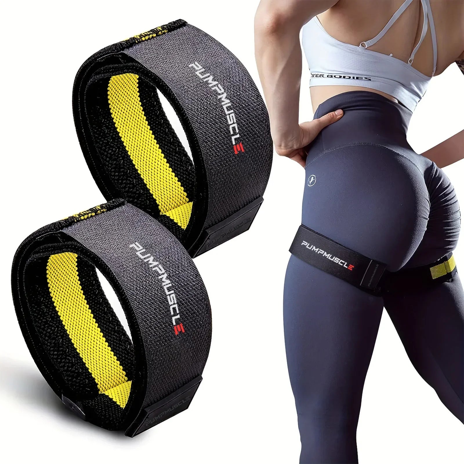 2Pcs Adjustable Blood Flow Restriction Bands Yellow