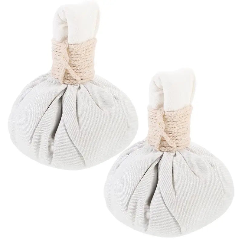 2Pcs Herbal Massage Pouches Spa Compress Balls White