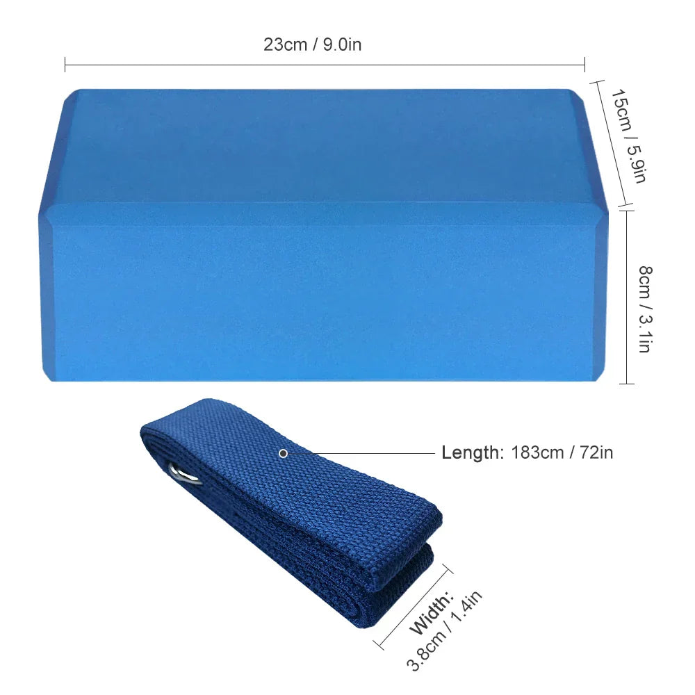 Yoga Block And Strap Set For Stability