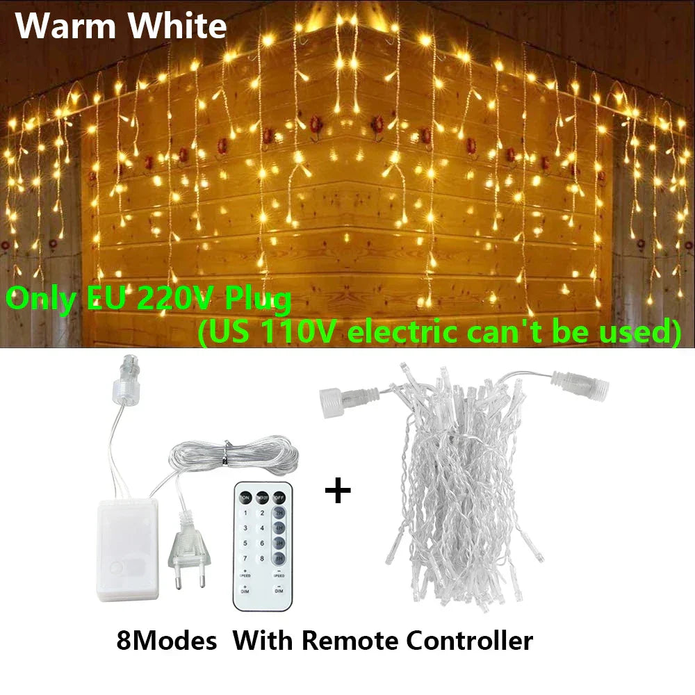 Led String Lights Christmas Curtain Fairy Garland