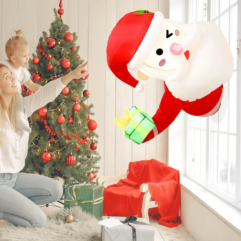 3.5Ft Christmas Inflatable Santa Claus Leaning Out From Window