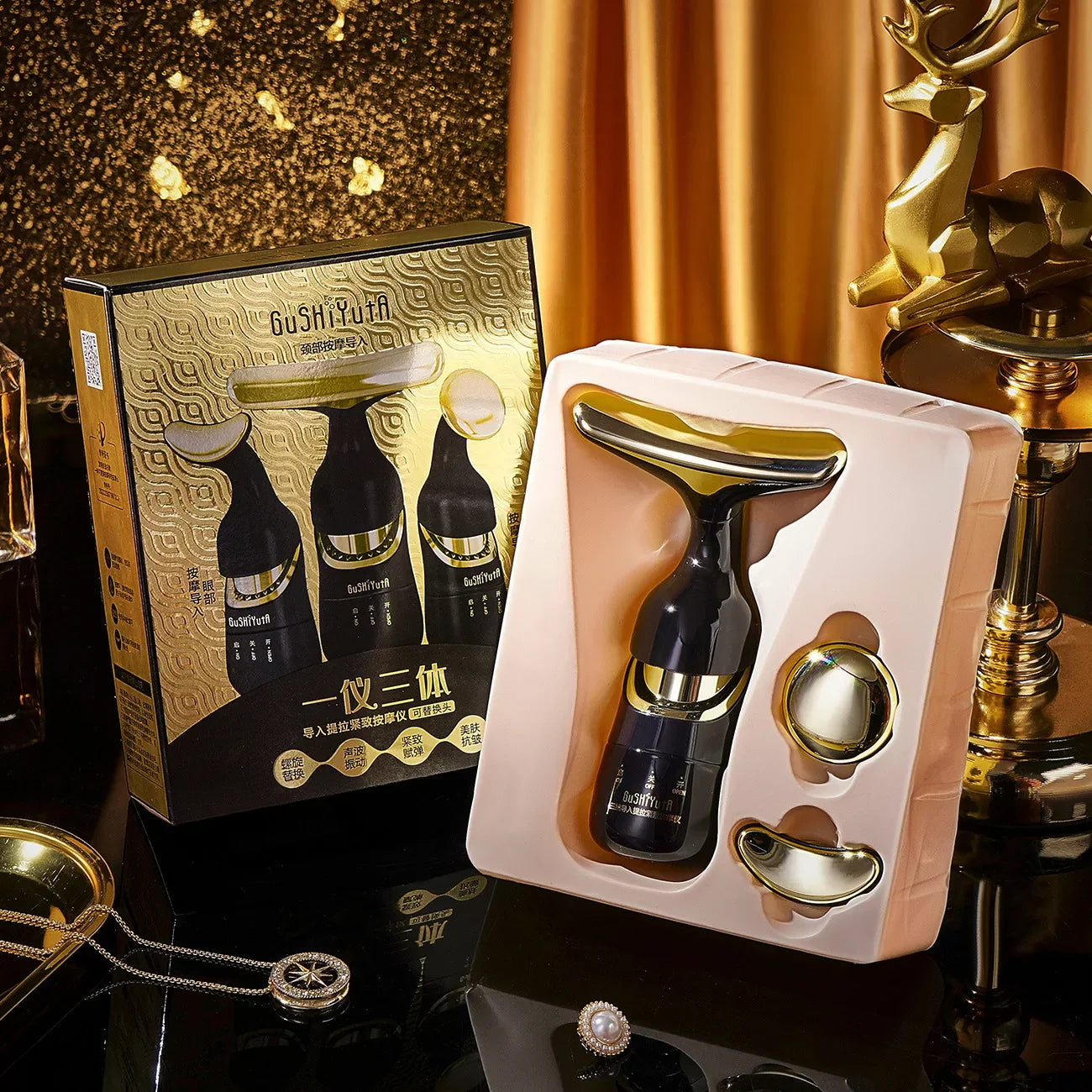 3-In-1 Face Massager V-Line Lifting & Anti-Aging Black