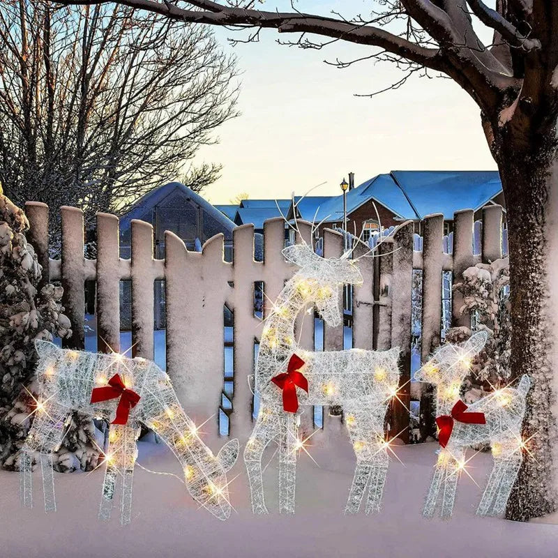 Lighted Christmas Reindeer and Sleigh Decoration