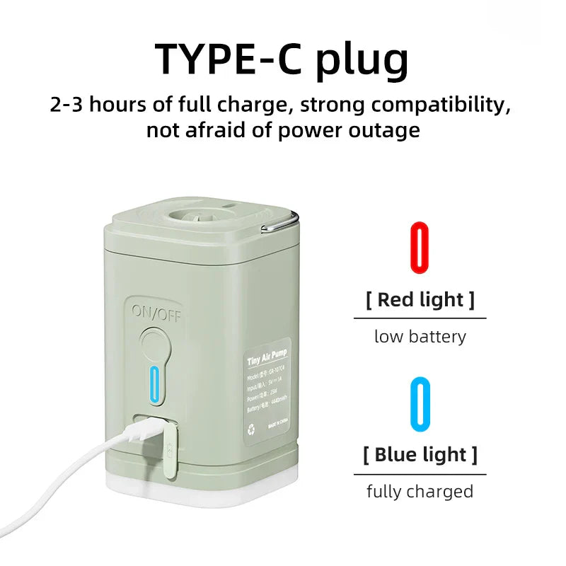 3-In-1 Mini Wireless Air Compressor With Lights