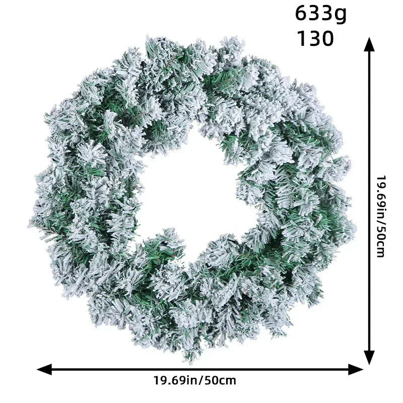 Christmas Snow Wreath Rattan Garland For Door Decoration (50Cm)