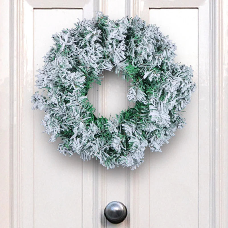 Christmas Snow Wreath Rattan Garland For Door Decoration (50Cm)
