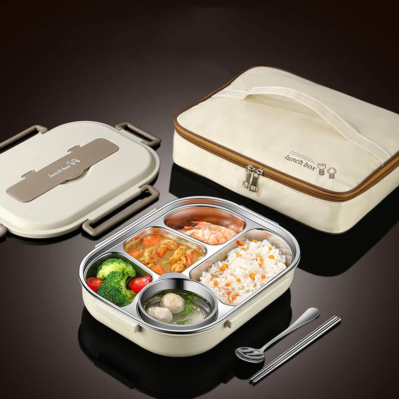 1000Ml 304 Stainless Steel Insulated Lunch Box Beige