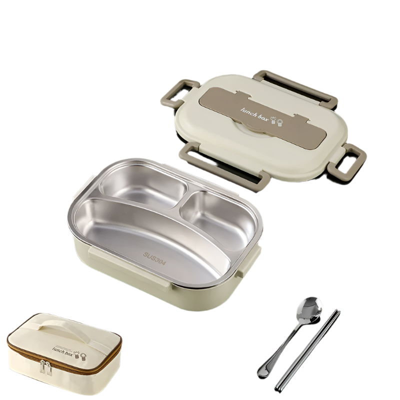1000Ml 304 Stainless Steel Insulated Lunch Box Beige
