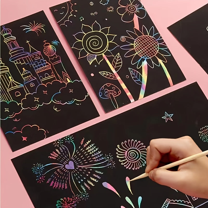 Rainbow Scratch Off Notebooks Arts and Crafts Set