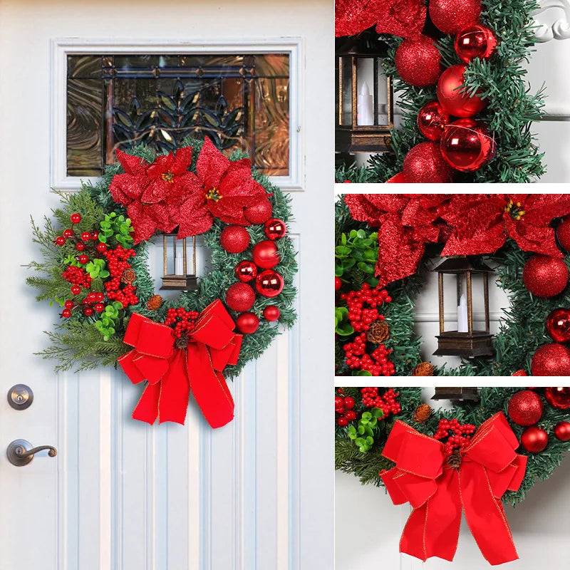 Christmas Wreath With Lantern And Bow