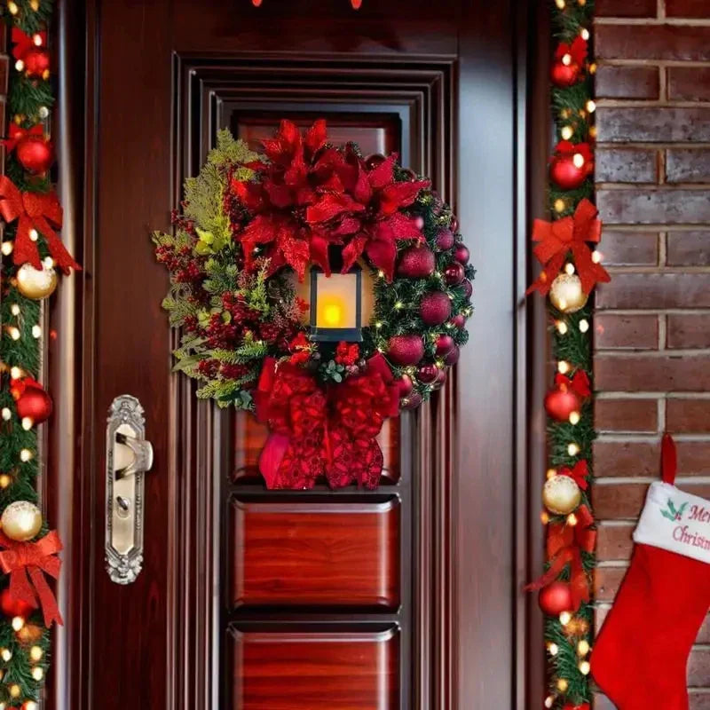 Christmas Wreath With Lantern And Bow