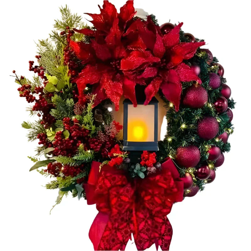 Christmas Wreath With Lantern And Bow