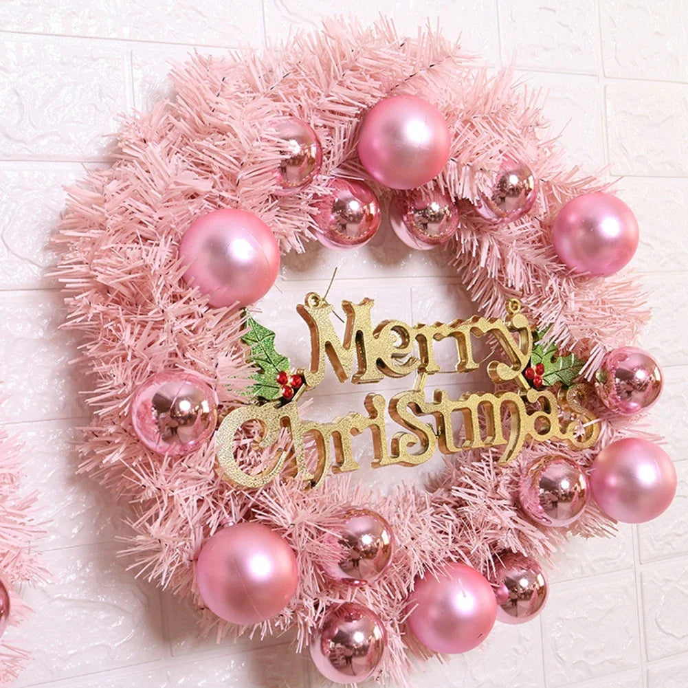 Christmas Wreath With Rose Gold Ornaments For Door