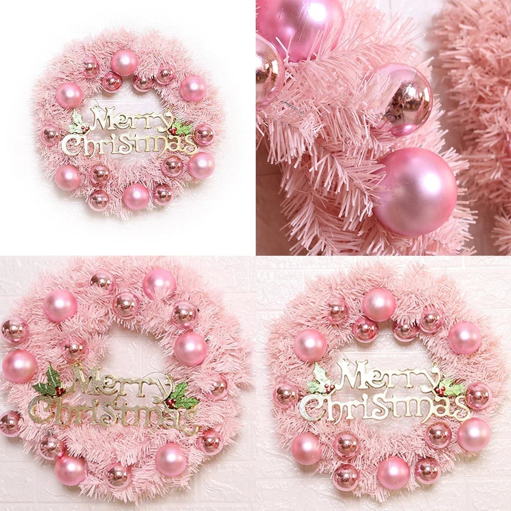 Christmas Wreath With Rose Gold Ornaments For Door