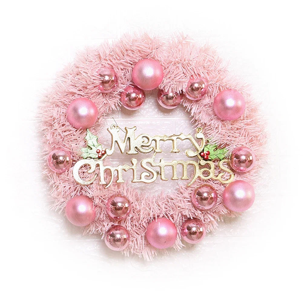 Christmas Wreath With Rose Gold Ornaments For Door