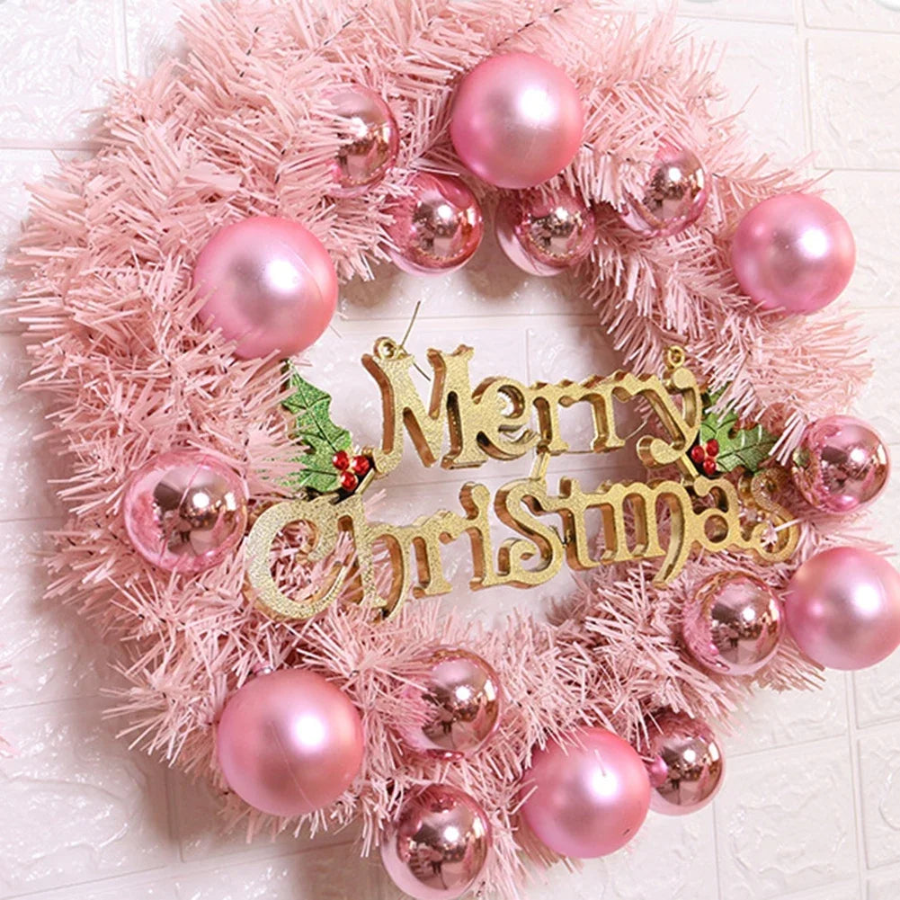 Christmas Wreath With Rose Gold Ornaments For Door