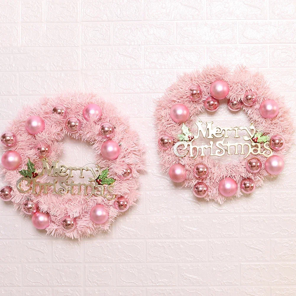 Christmas Wreath With Rose Gold Ornaments For Door