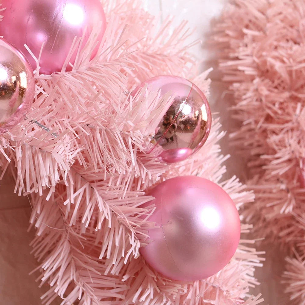 Christmas Wreath With Rose Gold Ornaments For Door