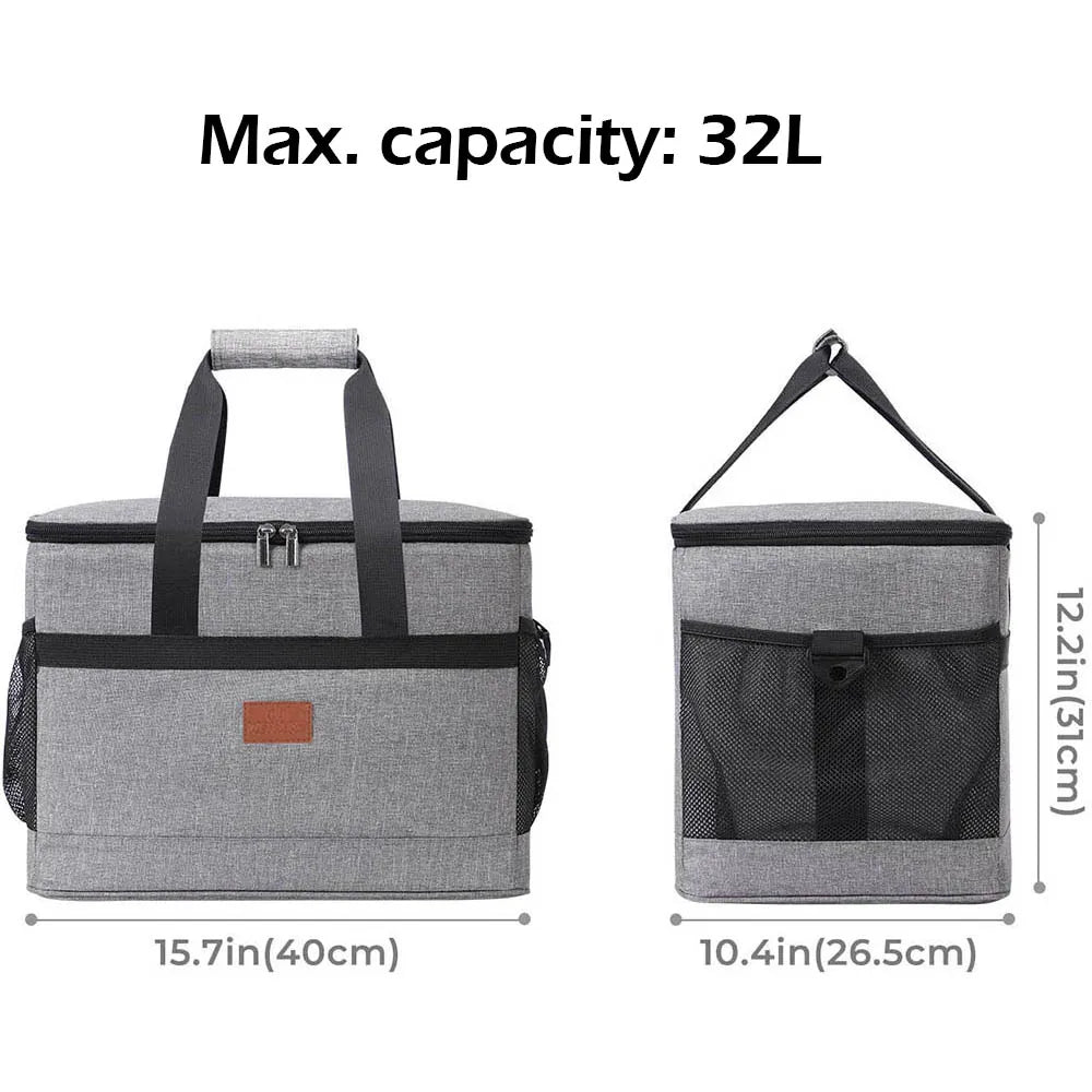 32L Soft Cooler Bag With Hard Liner For Outdoor (Grey)