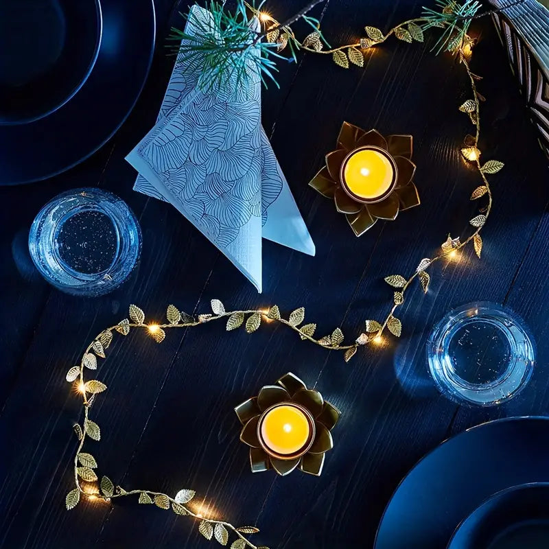 2m 20LED Simulation Golden Leaf Decoration String Lights
