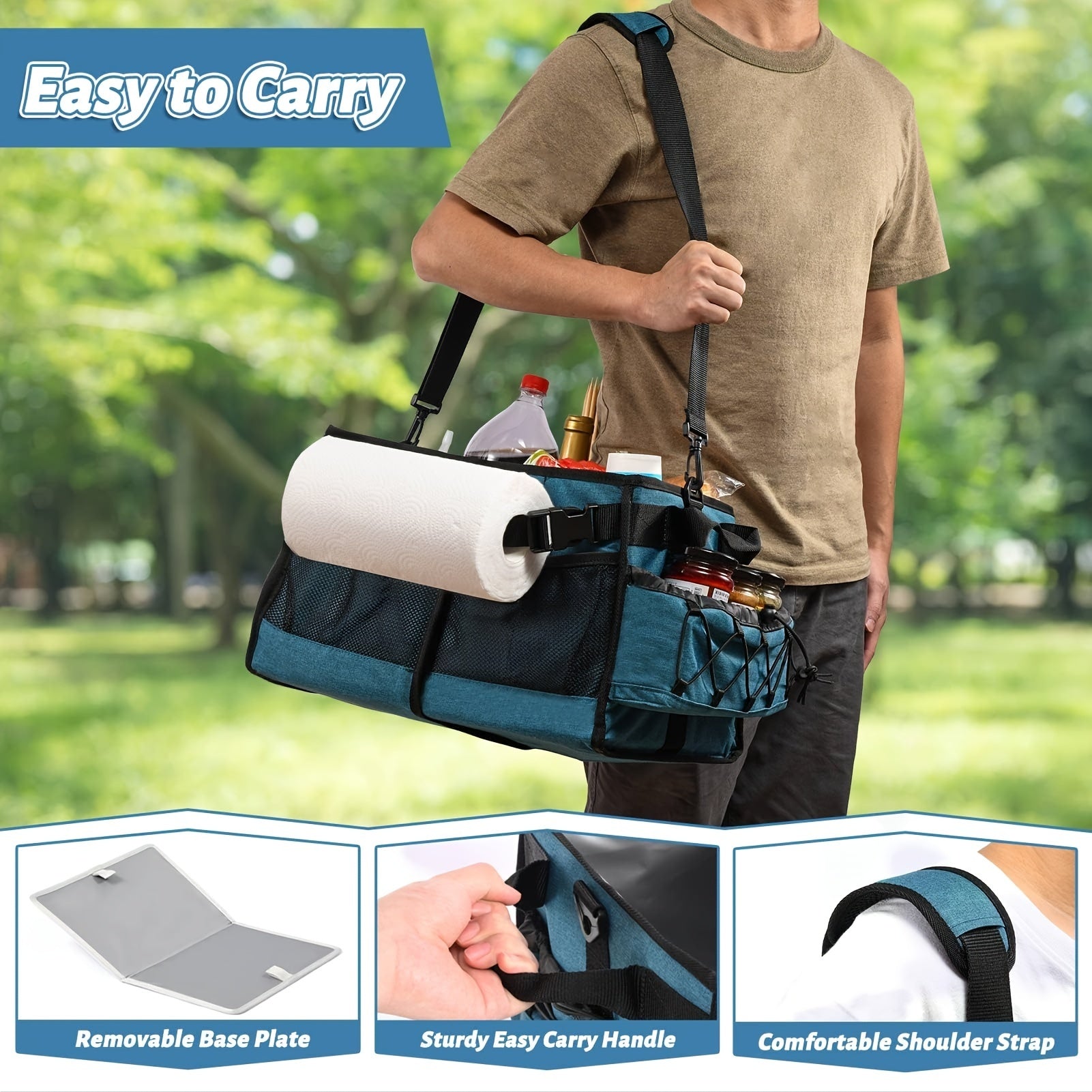 BBQ Grill Caddy with Paper Towel & Condiment Pocket