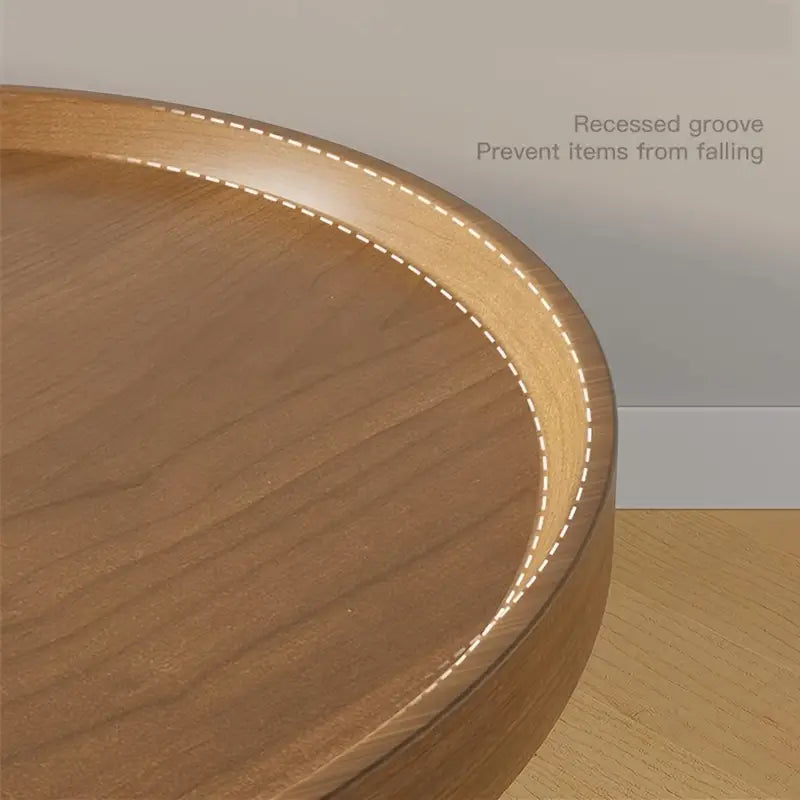 Contemporary Nordic Style Wood Round Coffee Table - Walnut Color