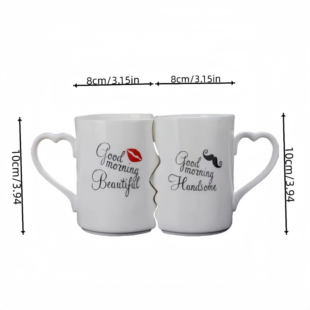 2Pcs Kissing Ceramic Couple Mugs