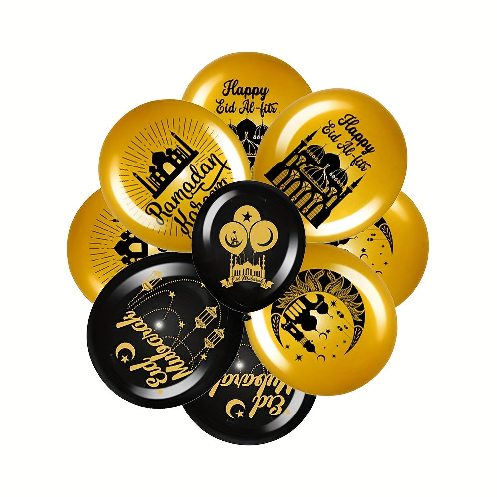 30pcs Black Gold Ramadan Mubarak Balloons