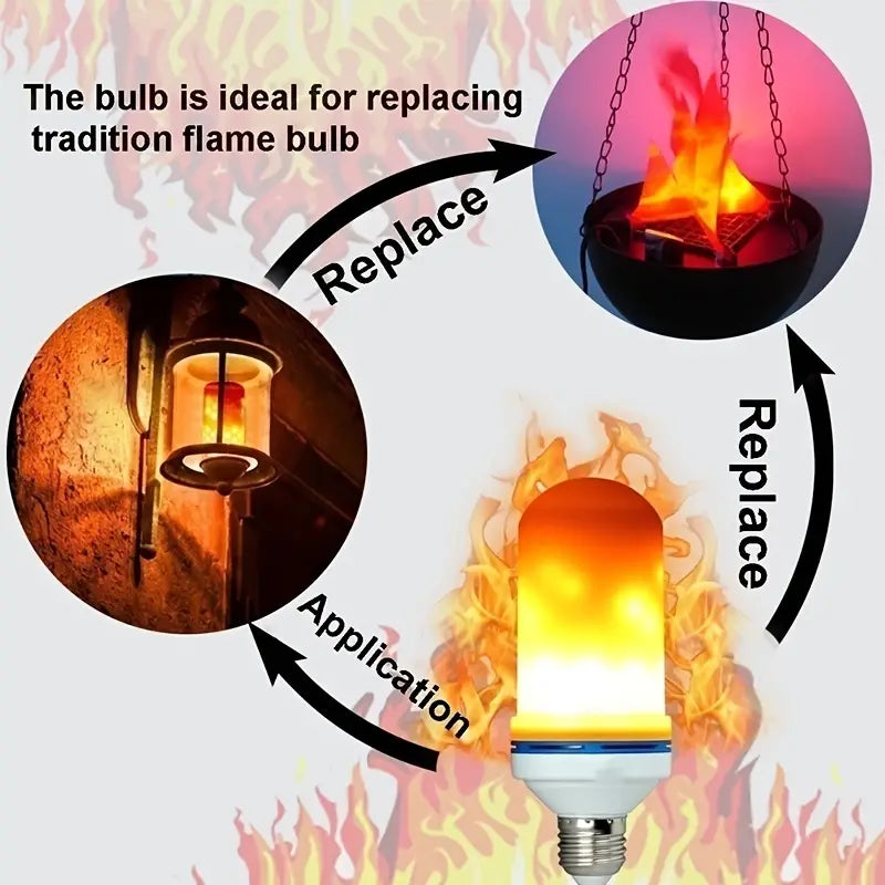 Twinkling Yuletide Flames: 4pc LED Christmas Light Bulb Set