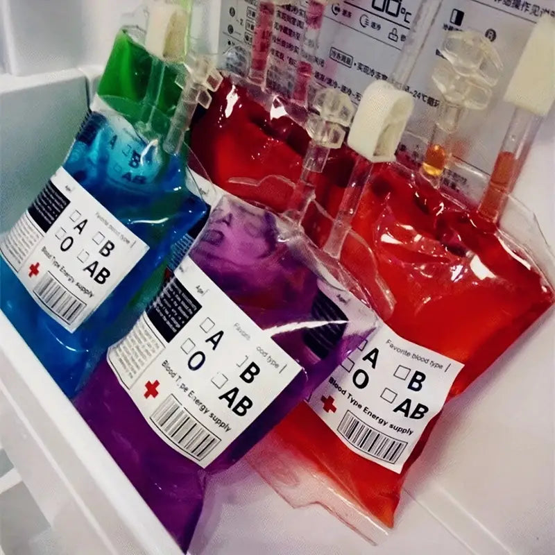 50pcs Blood Bags for Drinks - Vampire Drink Pouch with Syringes