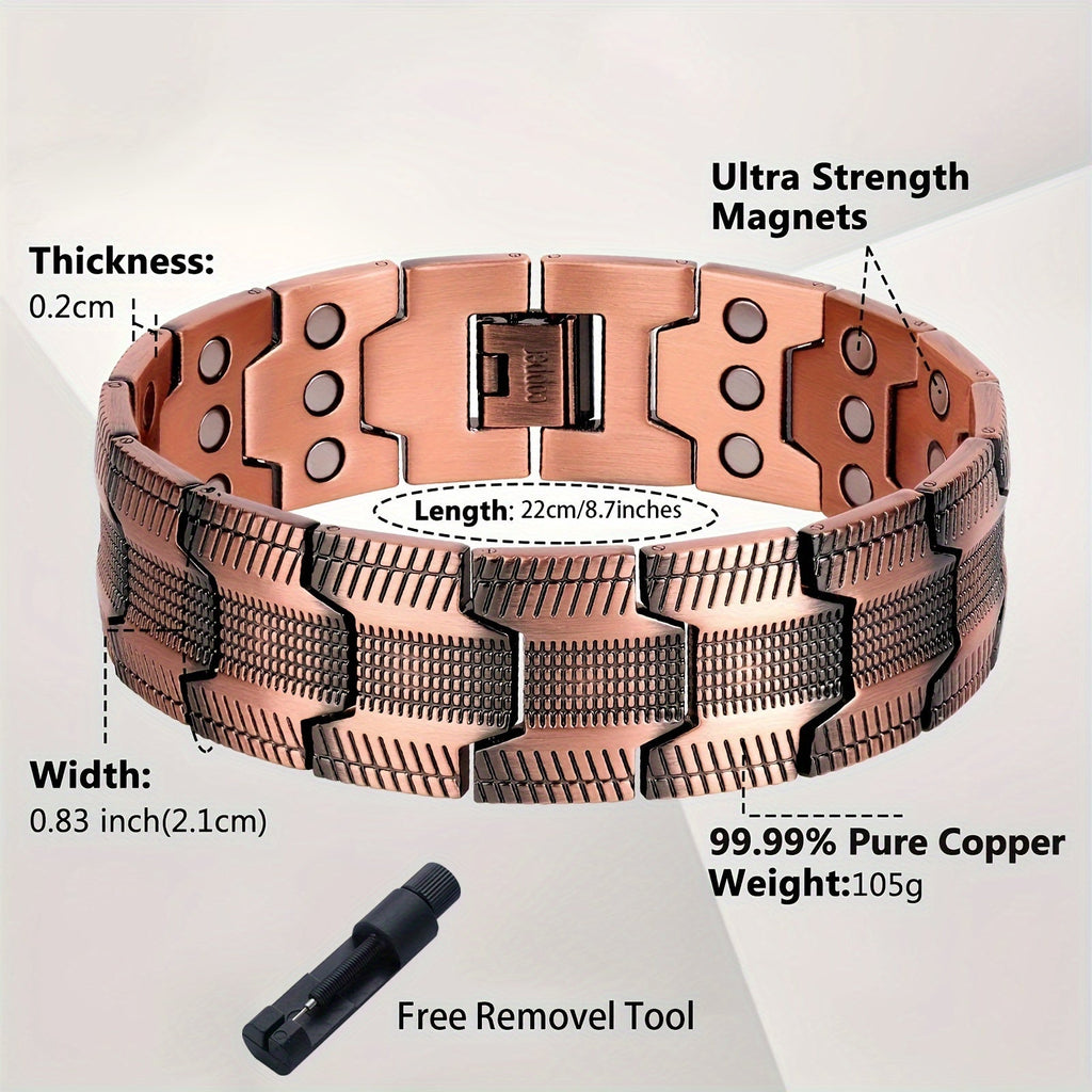 3X Strong Copper Magnetic Bracelet for Men  – Pure 99.9% Solid Copper
