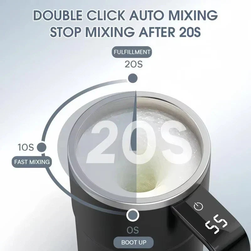 380ML Self-Stirring Electric Coffee Mug Black and White Cup