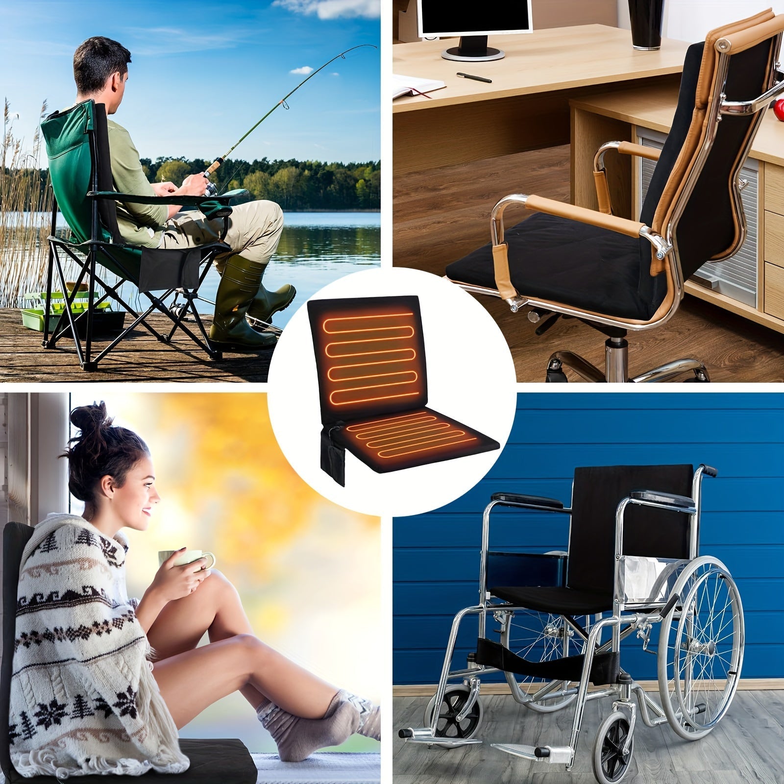 Heated Seat Cushion USB Foldable with 3 Heat Levels