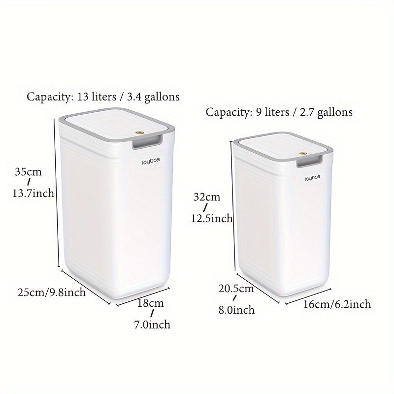 2Pcs Sleek White Trash Cans With Odor-Seal Lids