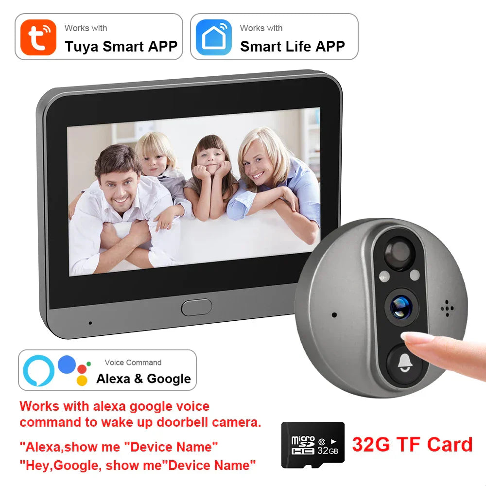 Wifi Smart Peephole Camera Doorbell