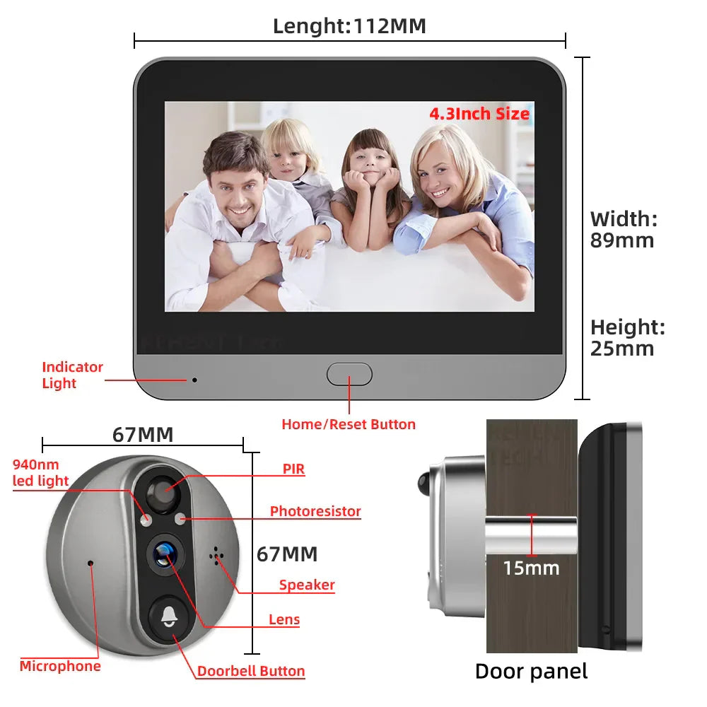 Wifi Smart Peephole Camera Doorbell