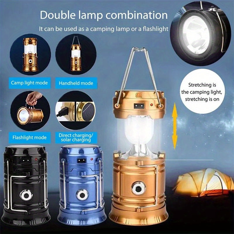Multi-Functional Solar Handheld Camping Light LED Flashlight