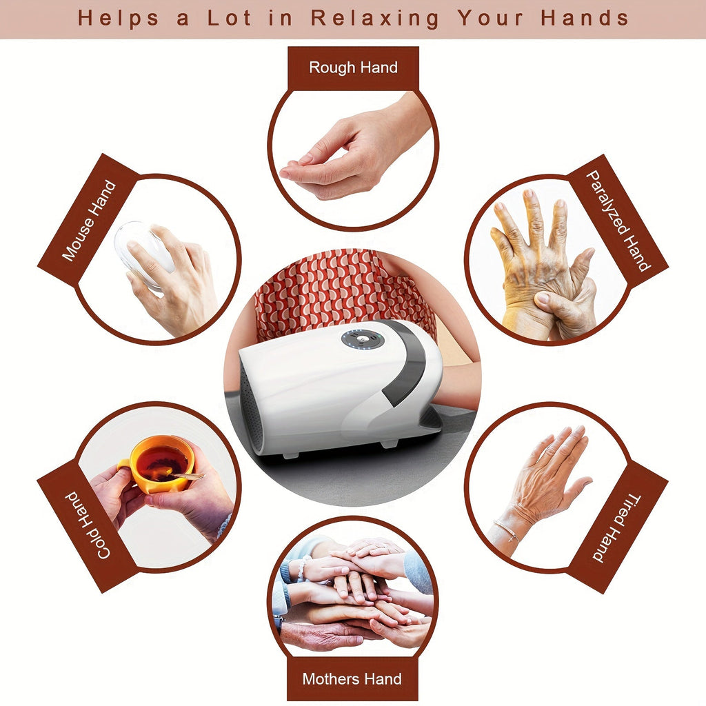 Cordless Hand Massager With Compression & Heat(White)