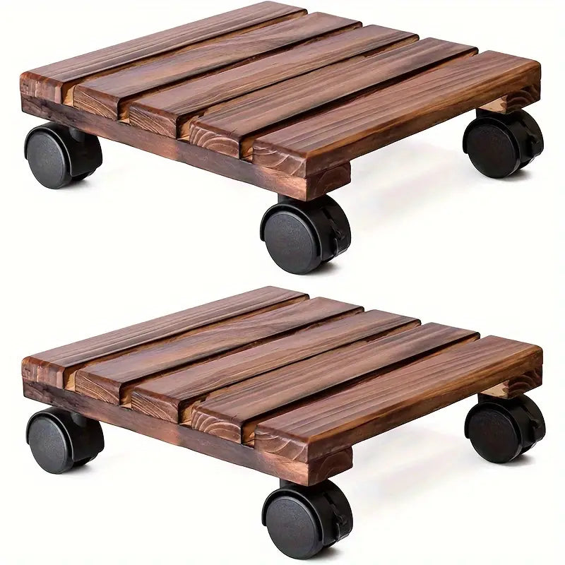 Lockable Patio Outdoor Roller Flower Pot 30.48 cm - Set of 2