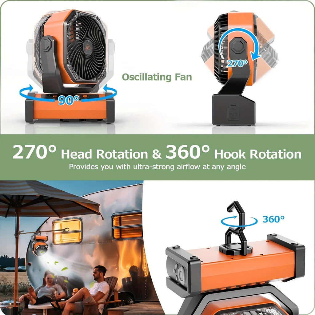 Camping Fan with LED Lantern & Hook (20000mAh)